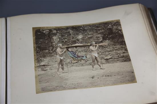 A late 19th / early 20th century photograph album Views and Costumes of Japan by Stillfried and Andersen of Yokohama, album overall 1